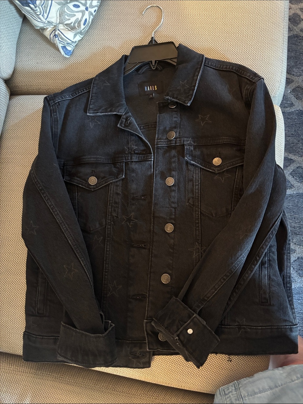 Rails Black Star-Print Denim Jacket